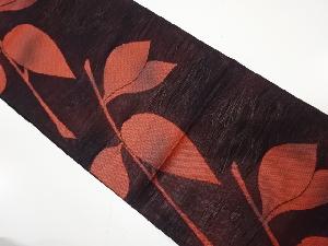 アンティーク　紗　枝葉模様織り出し袋帯（着用可）